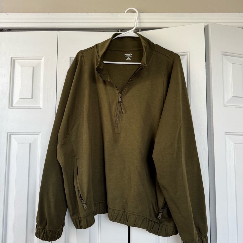 Olive Green Quarter-Zip Pullover